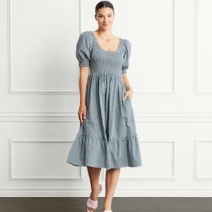 Hill House Home Louisa Nap Dress Emerald Gingham Smocked Cotton Midi Size XXL